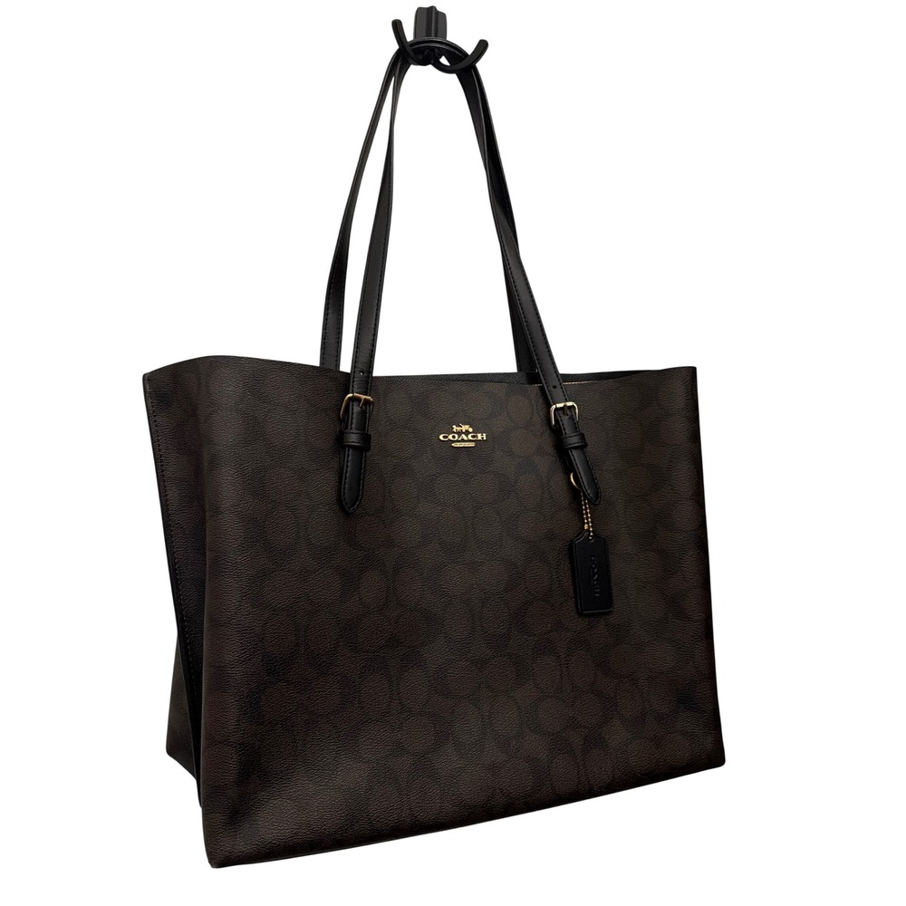 Coach Tote Bag Signature Canvas Dark Brown Black E2140-1665 - Picture 2 of 11
